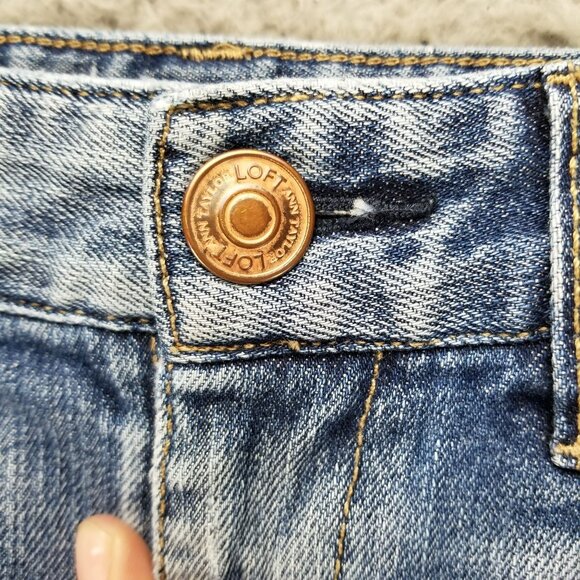 Loft Shorts Womens 2 Blue Stretch Denim Roll Cuff Jort - Picture 3 of 12